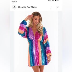 Show Me Your MuMu Vibrant Sequin Long Sleeve Dress